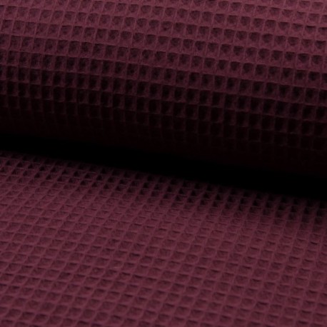 Tissu Nid D'abeille Uni Bordeaux 