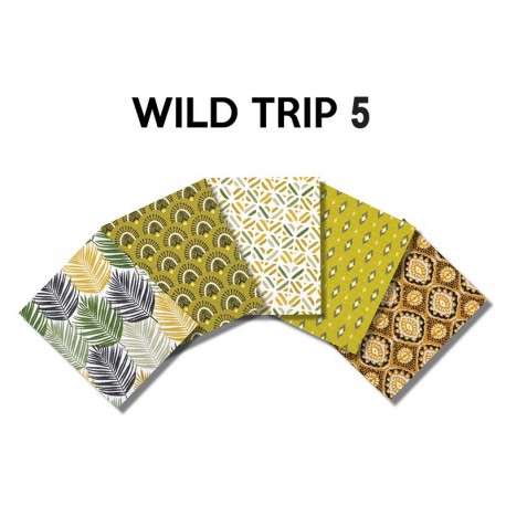 Un Lot de 5 Coupons de Tissu Wild Trip Multico 