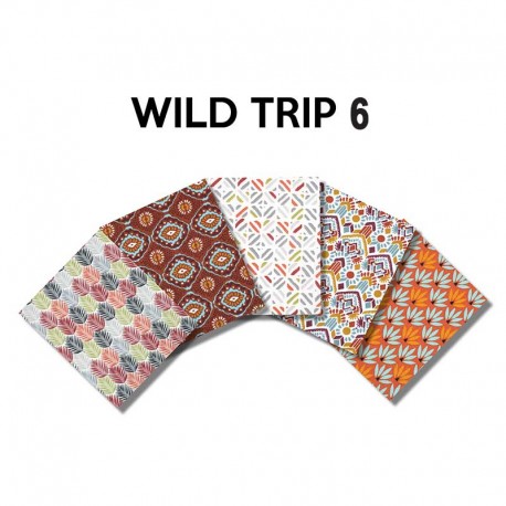 Un Lot de 5 Coupons de Tissu Wild Trip Multico 