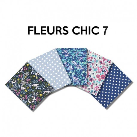 Un Lot de 5 Coupons de Tissu Fleur Chic Multico 