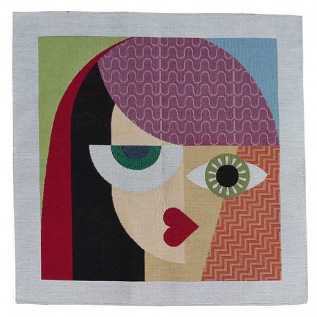 Coupon de Tissu Jacquard Visage abstrait