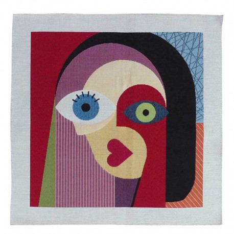 Coupon de Tissu Jacquard Visage Multicolore