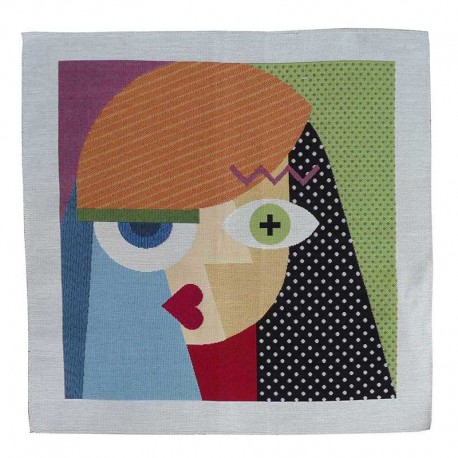 Coupon de Tissu Jacquard Visage Multico