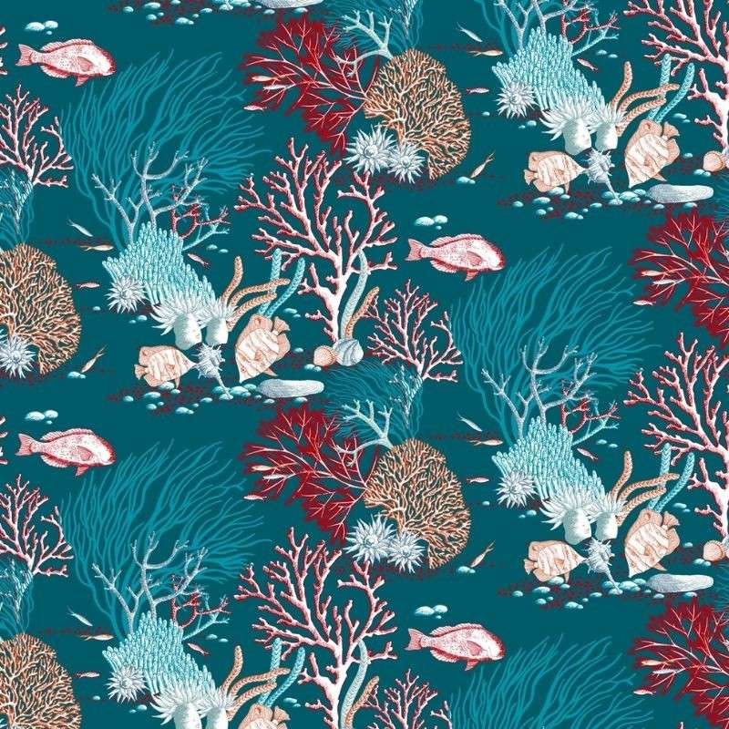 Tissu Oceanique Sergé Petrole