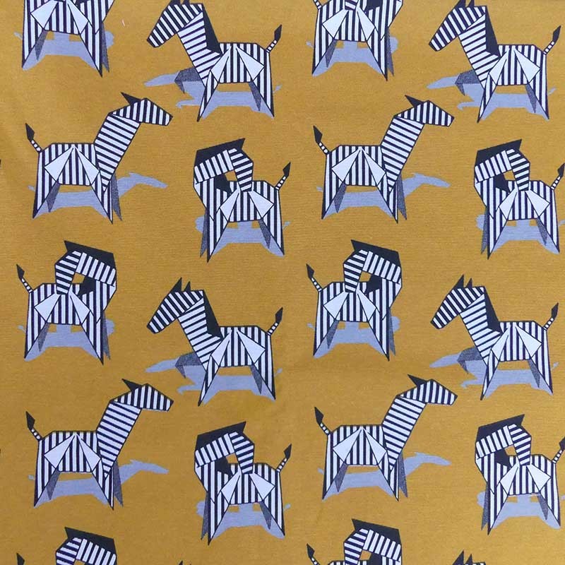 Tissu Origami Toile Imprimée Moutarde 
