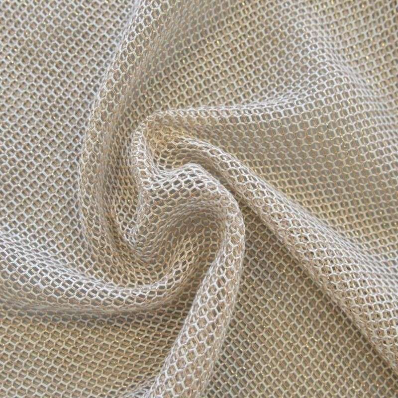 Tissu Voilage Filet Lurex Stelly Beige 