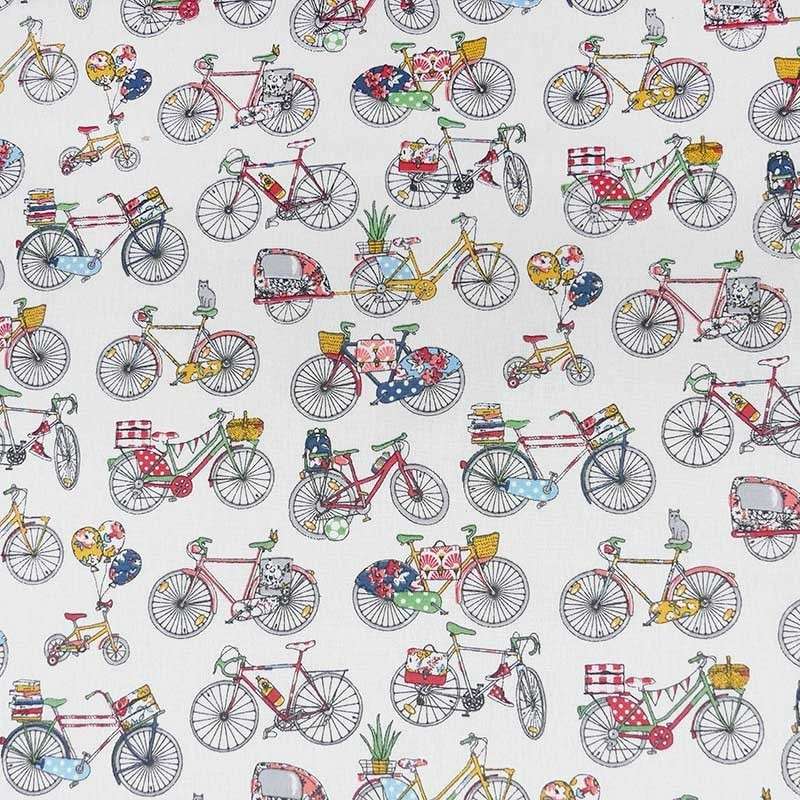 Tissu Vélos Cretonne Multicolore  