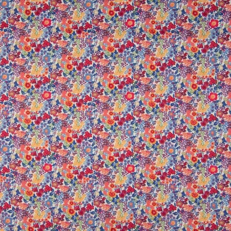 Tissu Popeline Sarah Shelby Rouge Tendre Motifs Fleurs