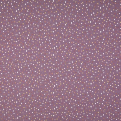 Tissu Jersey Coton Imprimé Pois Fond Lilas
