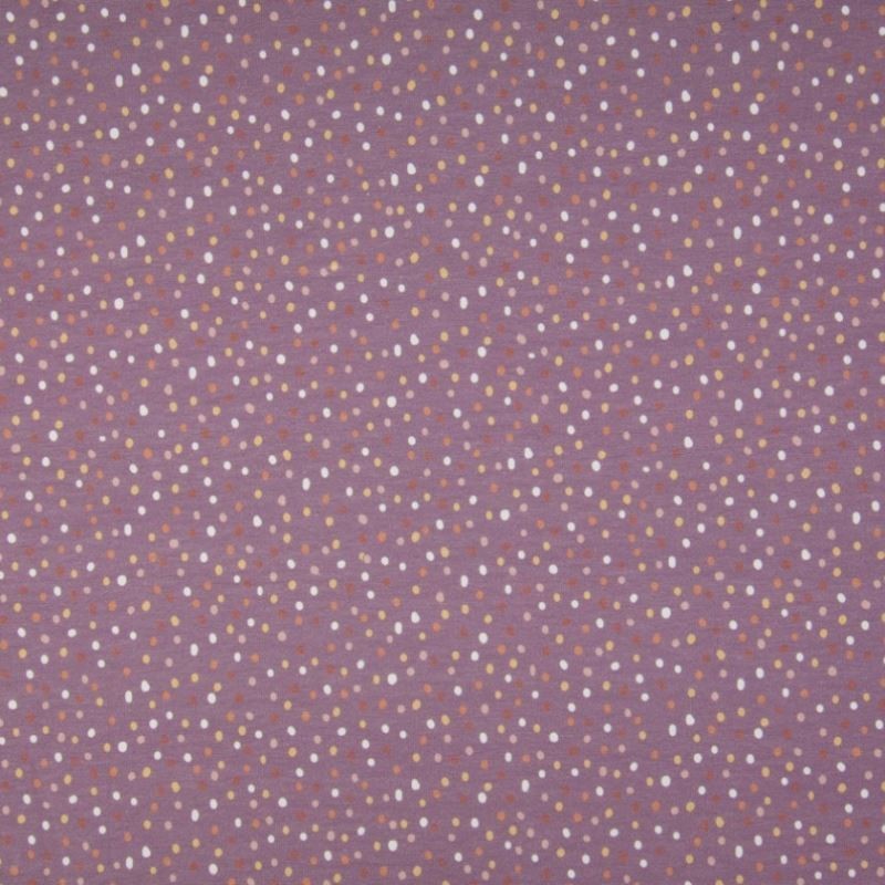 Tissu Jersey Coton Imprimé Pois Fond Lilas