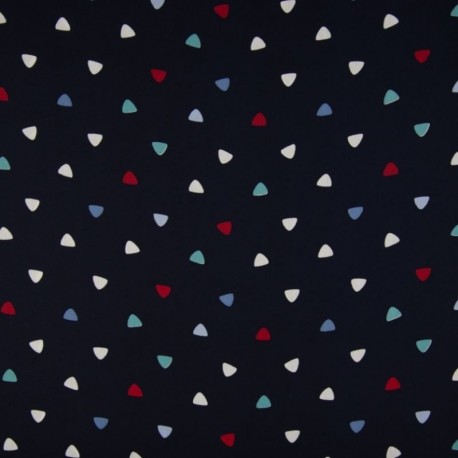 Tissu Coton Imprimé Triangle Multico Fond Navy 