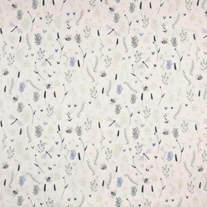 Tissu Coton Imprimé Fleur Fond Blanc 