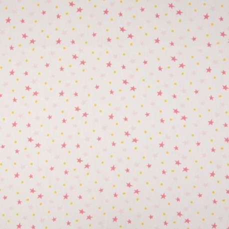 Tissu Coton Imprimé Etoile Fond Blanc 