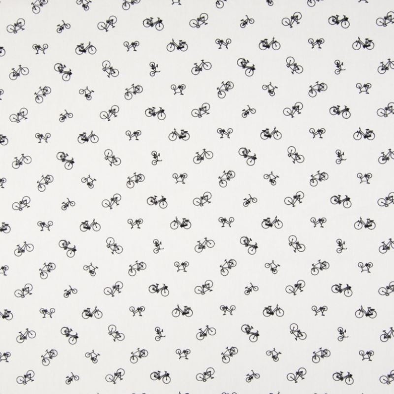 Tissu Coton Imprimé Vélo Fond Blanc