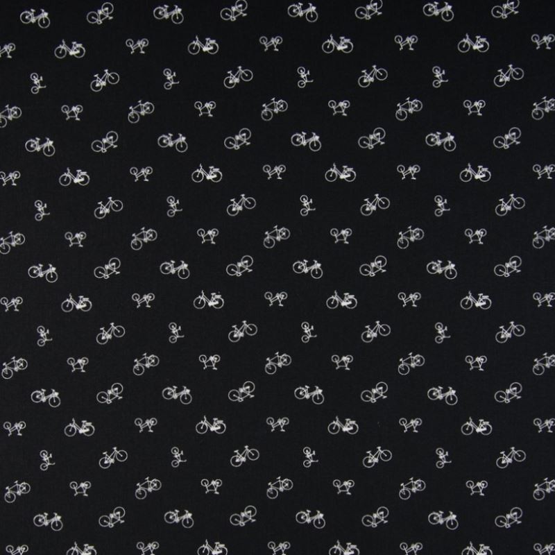 Tissu Coton Imprimé Vélo Fond Noir