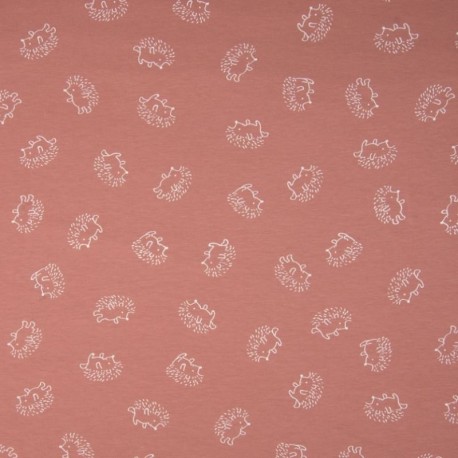 Tissu Coton Imprimé Herisson Rose