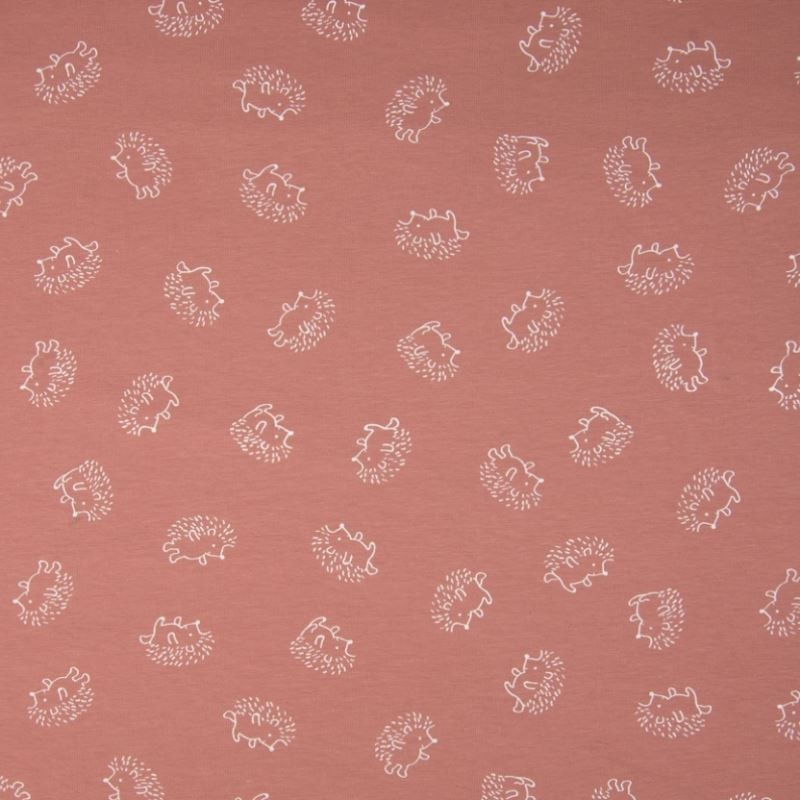 Tissu Coton Imprimé Herisson Rose
