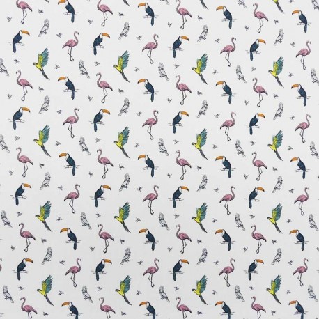 Tissu Popeline Digitale Per Fly Imprimé Oiseaux