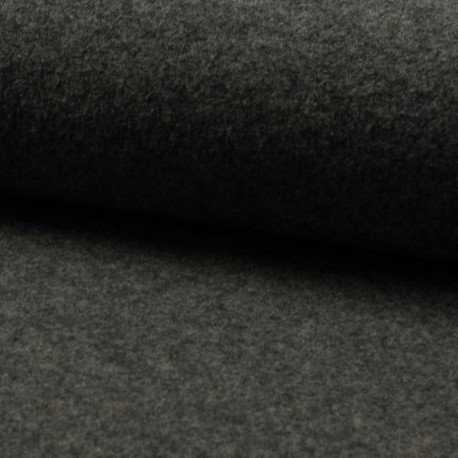 Tissu Laine Bouillie Uni Gris Moyen