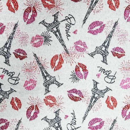 Tissu Bisous Jacquard Allover Blanc