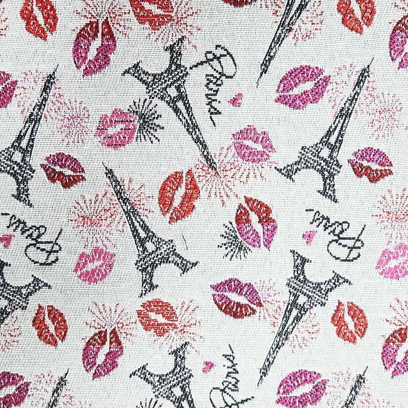 Tissu Bisous Jacquard Allover Blanc