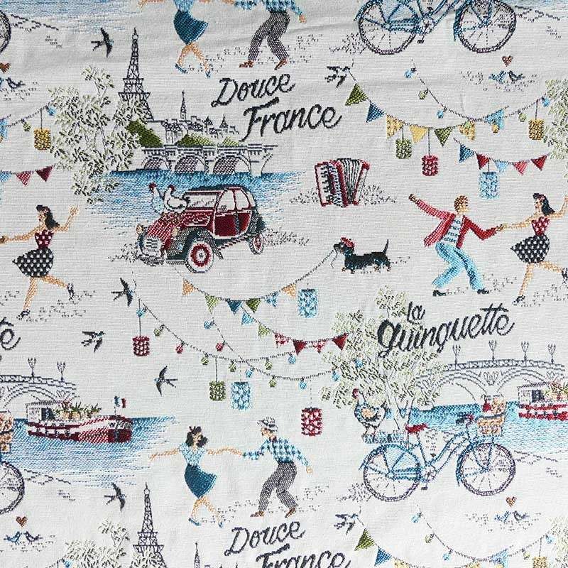 Tissu Jacquard allover Douce France Blanc 