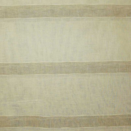 Tissu Voilage Etamine Naturel Rayé Ecru