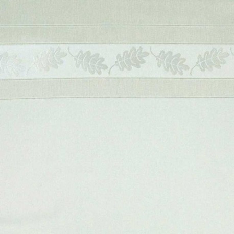 Tissu Voilage Aspect Lin Feuille Chêne Ecru