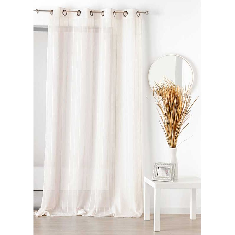 Tissu Voile Rayé Jennifer Beige plombé