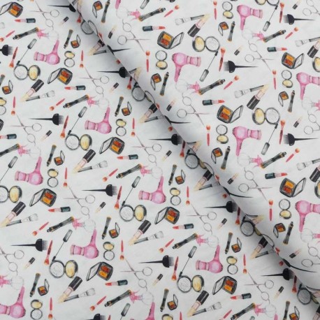 Tissu Imprimé Popeline Digitale Pelu Blanc