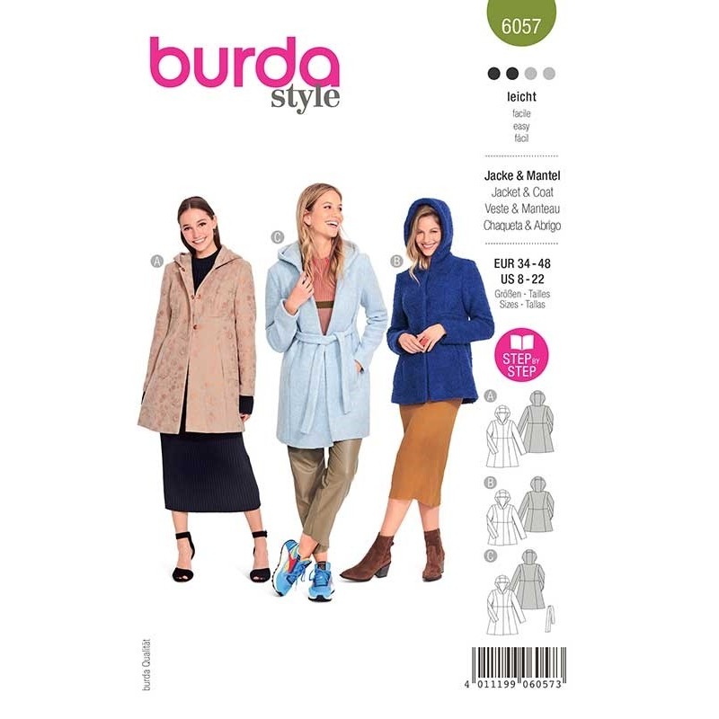 Patron Burda 6057 Manteau/veste 34/48