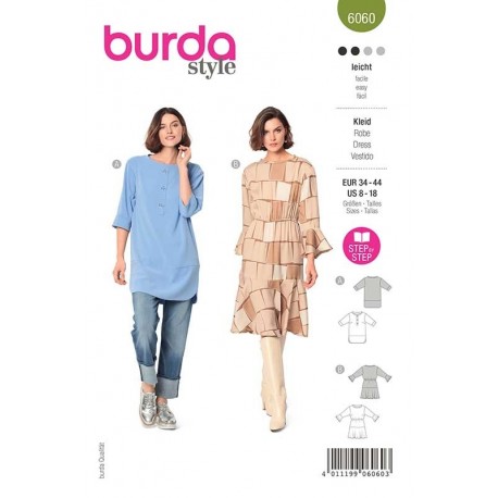 Patron Burda 6060 Tunique /robe 34/44