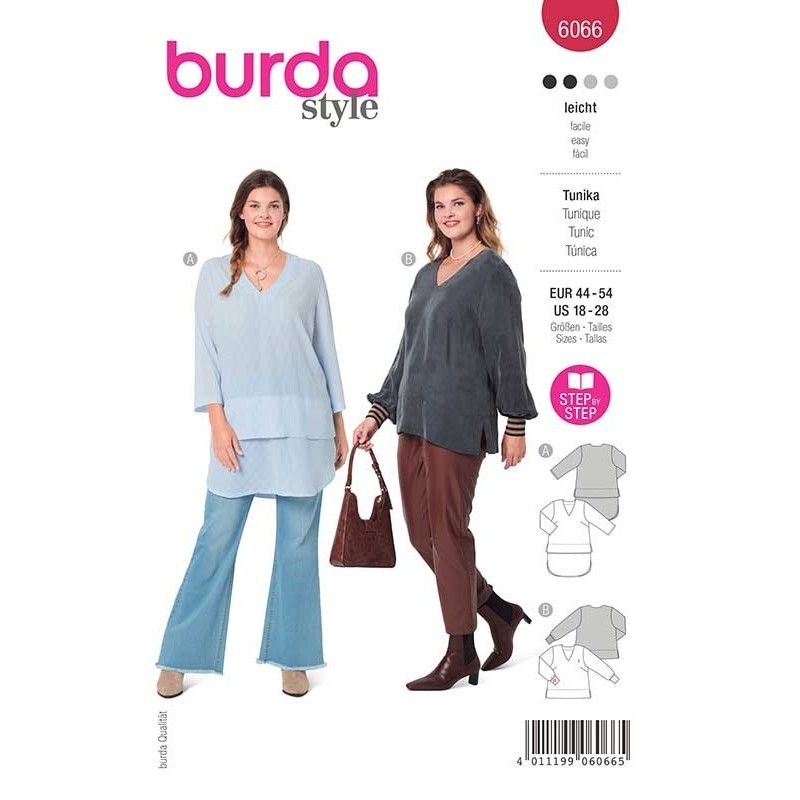 Patron Burda 6066 Tunique Encolure V 44/54