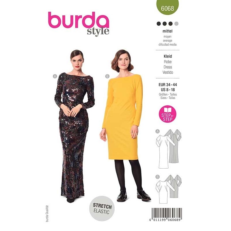 Patron Burda 6068 Robe De Soirée 34/44