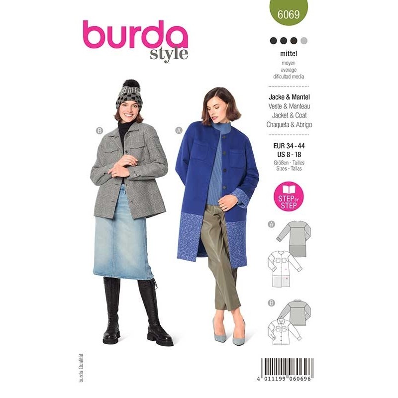 Patron Burda 6069 Manteau/veste 34/44