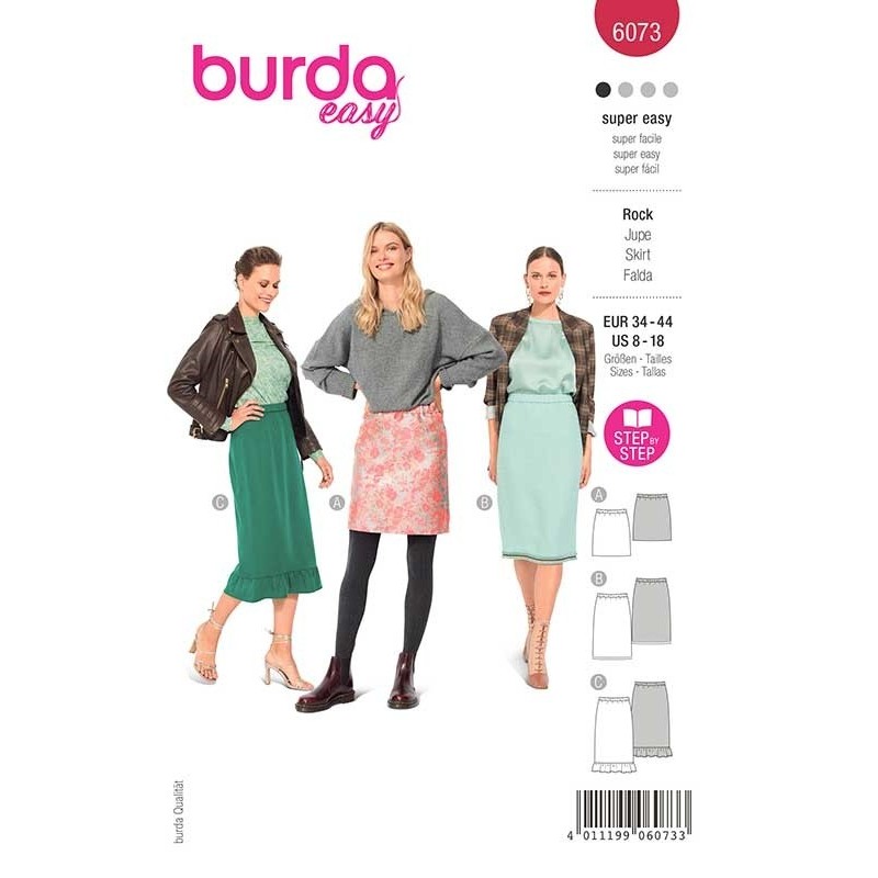 Patron Burda 6073 Jupe Ceinture Elastique 34/44