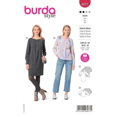 Patron Burda 6077 Robe/blouse 34/44