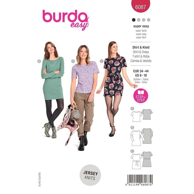 Patron Burda 6087 T Shirt/robe 34/44