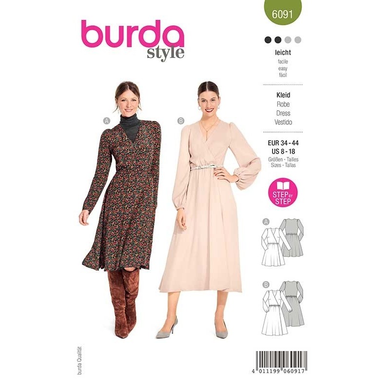 Patron Burda 6091 Robe Portefeuille 34/44