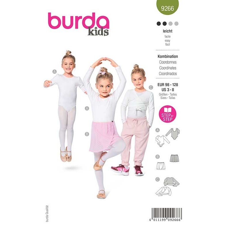 Patron Burda 9266 Kids Body/jupe/gilet 98/128
