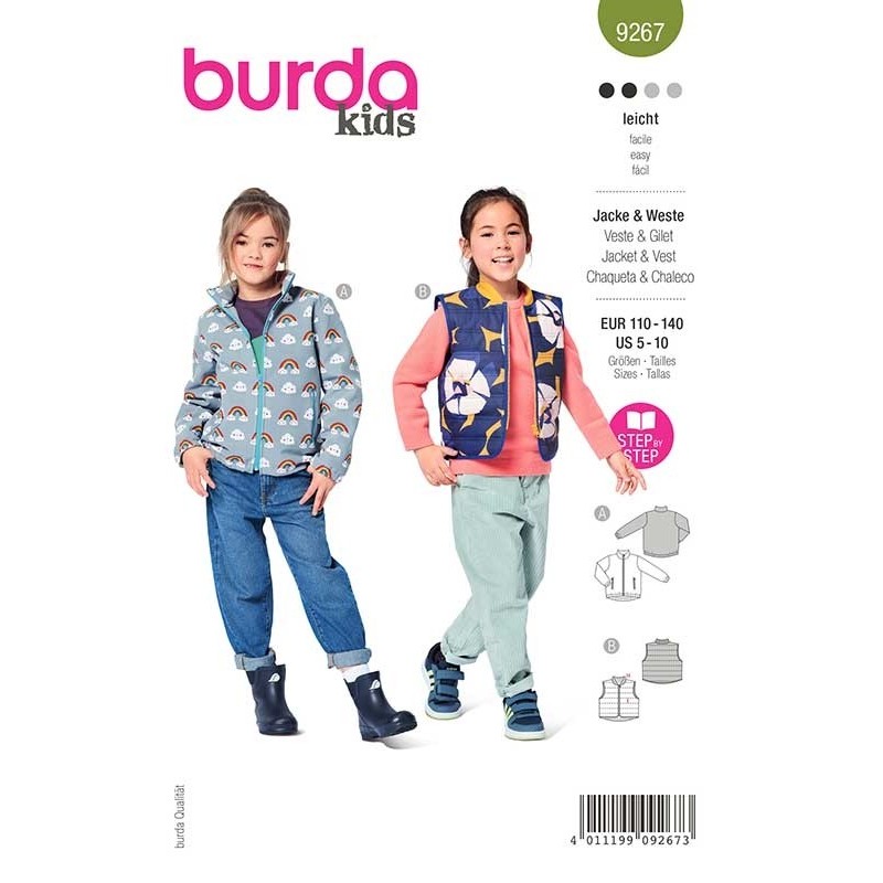 Patron Burda 9267 Kids Veste/gilet 110/140