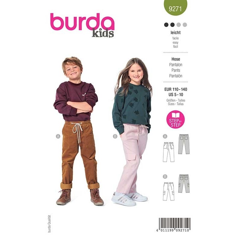 Patron Burda 9271 Kids Pantalon 110/140
