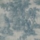 Tissu Toile De Jouy Pastorale Lin Bleu