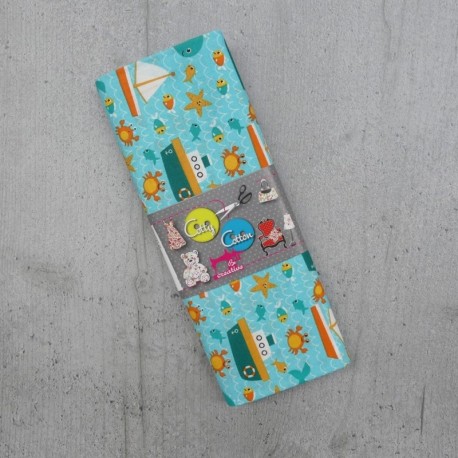 Coupon de Tissu Imprimé motif thème mer turquoise