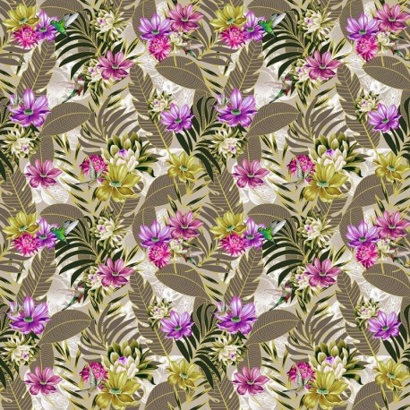 Tissu Popeline Sarah Shelby Jungle Sable rose 