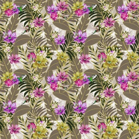 Tissu Popeline Sarah Shelby Jungle Sable rose 