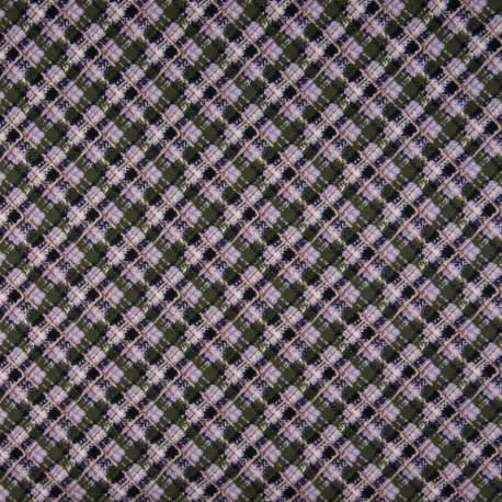 Tissu Viscose Imprimé Carreaux Lilas 