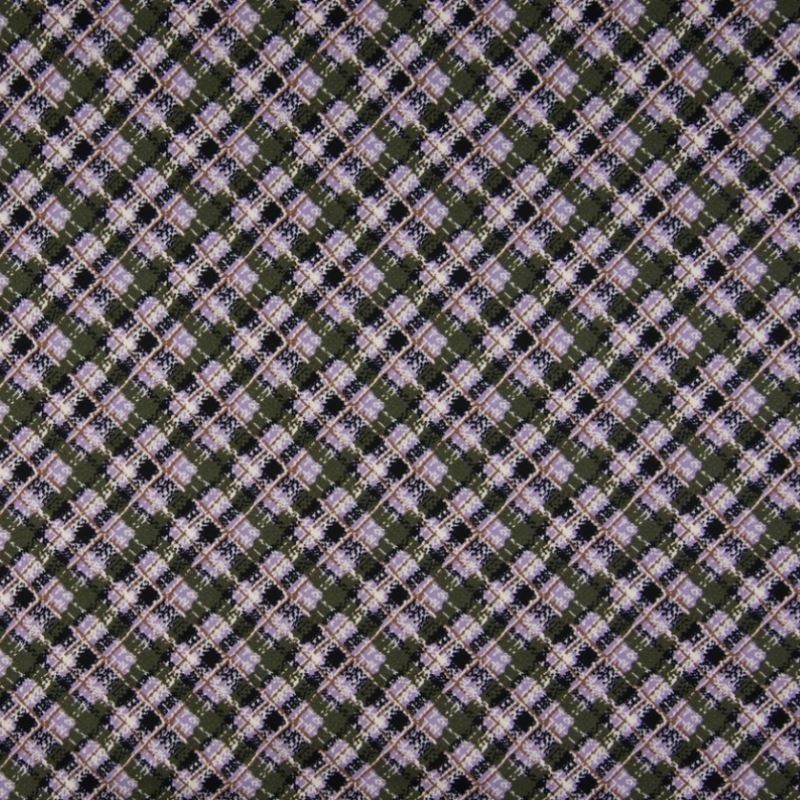 Tissu Viscose Imprimé Carreaux Lilas 