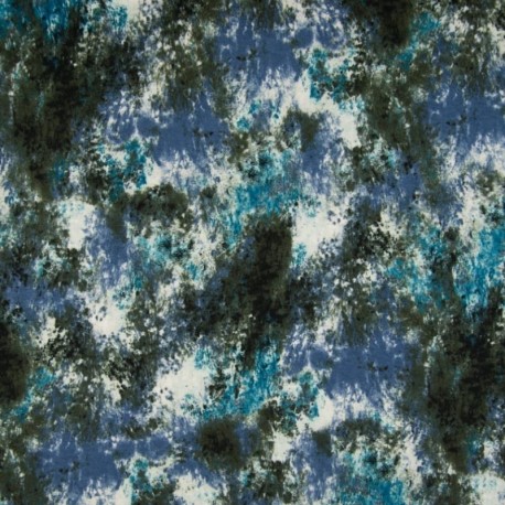 Tissu Jersey Viscose Abstrait Turquoise kaki