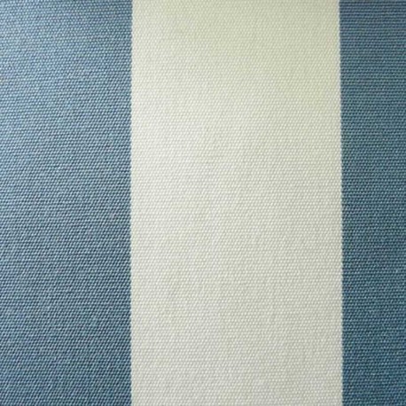 Toile Plein Air Rayure Blanc et Bleu Azur
